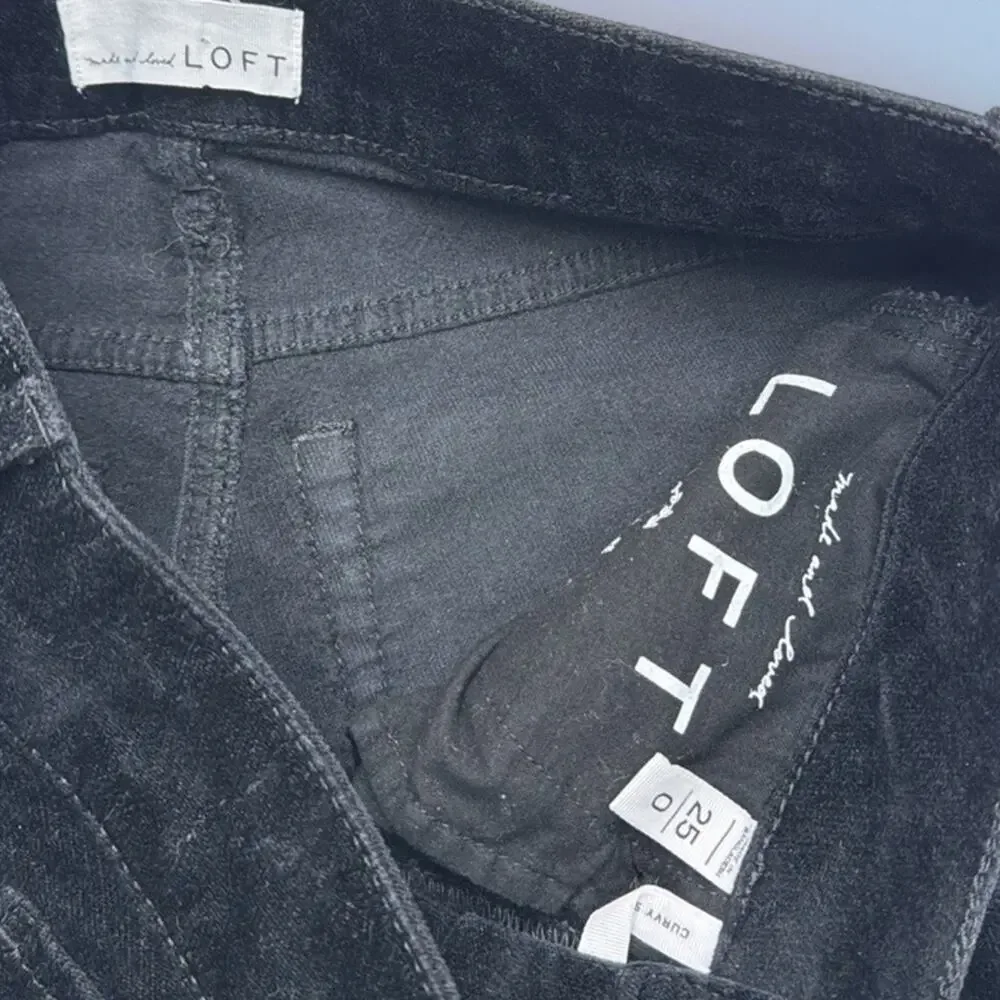 LOFT Women’s 25 Black CURVY SKINNY Velvet Jeans - Picture 4 of 4